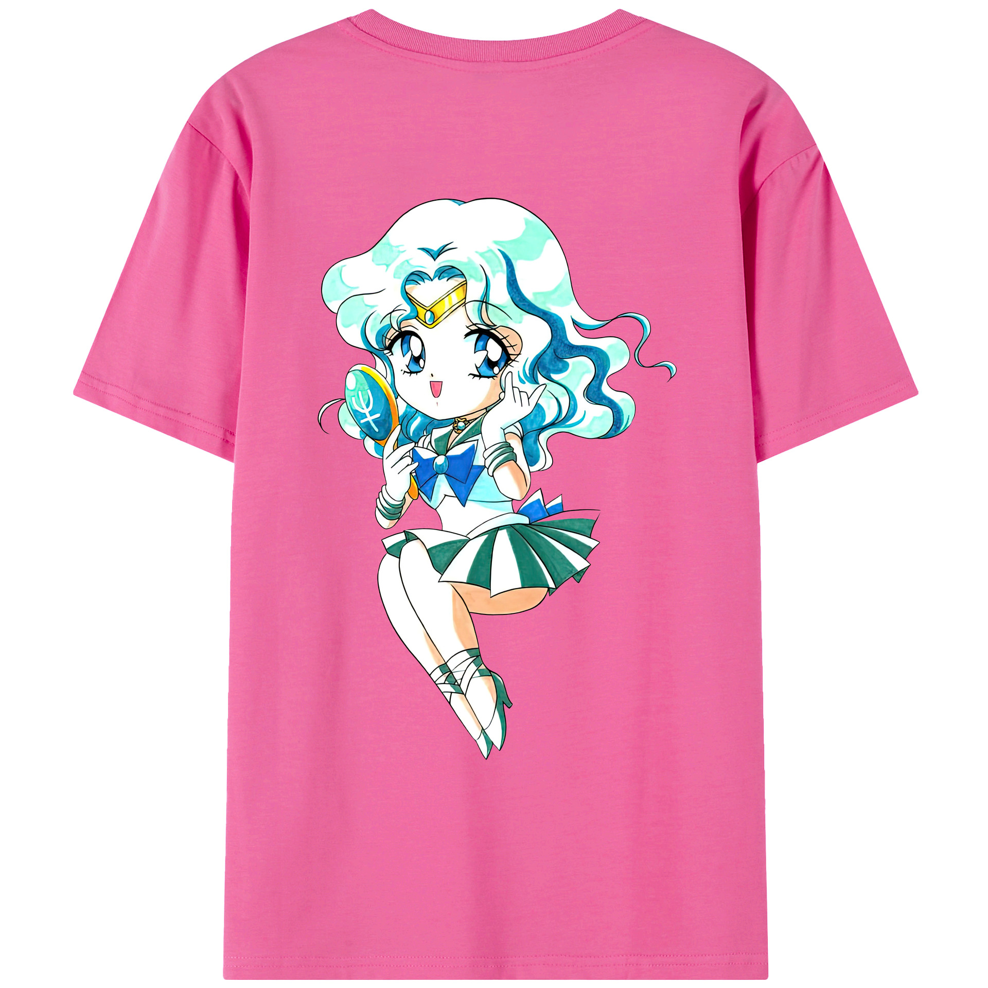 （画像用） 美少女戦士セーラームーン 海王 みちる（かいおう みちる） Sailor Moon Kaiou Michiru レディース半袖Tシャツ(バックプリント)